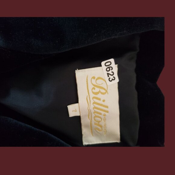 Vintage Billion Quilted Jacket With Velvet Collar Front Blue Navy Womens Size 7 - Picture 12 of 15
